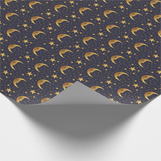 Moon en sterren cadeaupapier (Hoek)