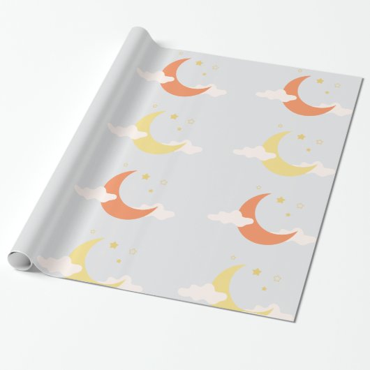 Moon en sterren cadeaupapier (Uitgerold)