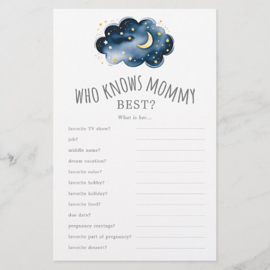 Moon en sterren die mammie beste trivia game kenne flyer (Voorkant)