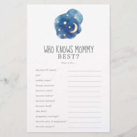 Moon en sterren die mammie beste trivia game kenne flyer (Voorkant)