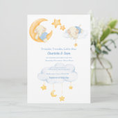 Moon en sterren | Elephant Baby Shower Invitations Kaart (Staand voorkant)