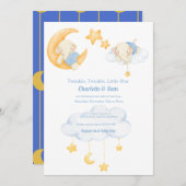 Moon en sterren | Elephant Baby Shower Invitations Kaart (Voorkant / Achterkant)