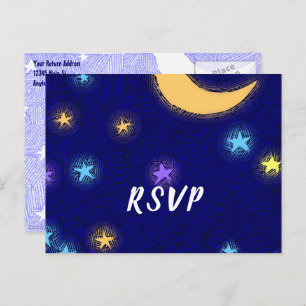 Moon en sterren Etching Custom Party RSVP Briefkaa Briefkaart