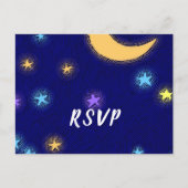 Moon en sterren Etching Custom Party RSVP Briefkaa Briefkaart (Voorkant)