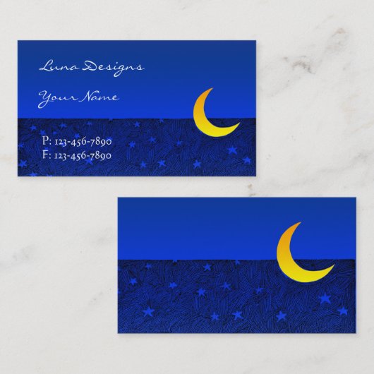 Moon en sterren Etching Visitekaartje (Voorkant / Achterkant)