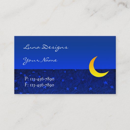 Moon en sterren Etching Visitekaartje (Voorkant)