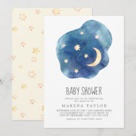 Moon en sterren Genderneutraal Baby shower Kaart