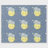 Moon en sterren met een crème ellephant Baby Boy S Cadeaupapier (Vlak)