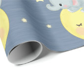 Moon en sterren met een crème ellephant Baby Boy S Cadeaupapier (Rol Hoek)
