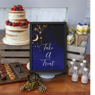 Moon en sterren nemen een poster voor een traktati