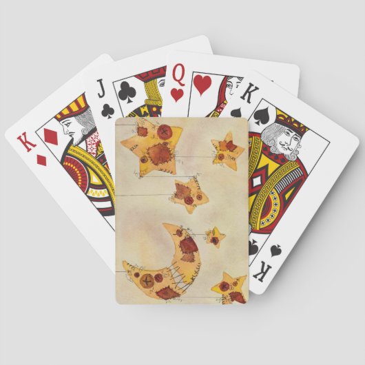 Moon en sterren op Koord, Mobiel, Waterverf Pokerkaarten (Achterkant)