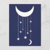 Moon en sterren paarse nachtelijke kralen briefkaart (Voorkant)