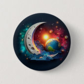Moon en sterren ronde button 5,7 cm (Voorkant)