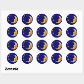 Moon en sterren ronde sticker (Vel)