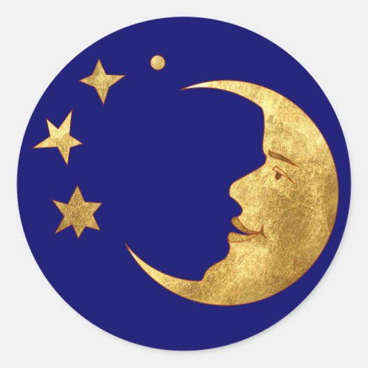Moon en sterren ronde sticker (Voorkant)
