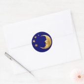 Moon en sterren ronde sticker (Envelop)