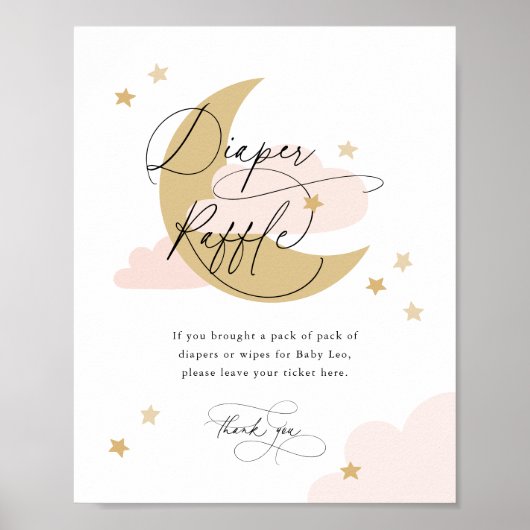 Moon en sterren Roze Baby shower voor afschilferin Poster (Voorkant)