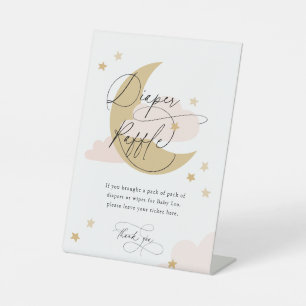 Moon en sterren Roze Baby shower voor afschilferin Reclamebord Met Voetstuk