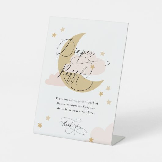 Moon en sterren Roze Baby shower voor afschilferin Reclamebord Met Voetstuk (Voorkant)