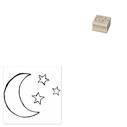 Moon en sterren rubberstempel (Gestempeld)