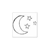 Moon en sterren rubberstempel (Afrduk)