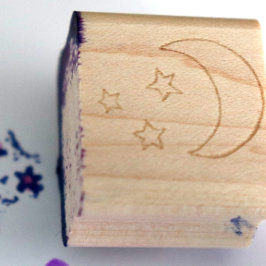 Moon en sterren rubberstempel