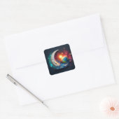 Moon en sterren vierkante sticker (Envelop)