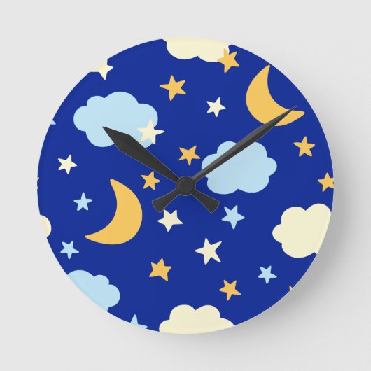 Moon en sterren Wandwandklok Ronde Klok (Voorkant)