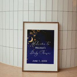 Moon en sterren welkom baby shower poster