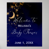 Moon en sterren welkom baby shower poster (Voorkant)
