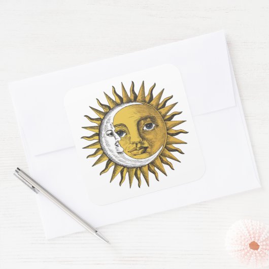 Moon en Sun Vierkante Sticker (Envelop)