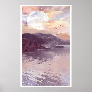 Moon en water 1 poster
