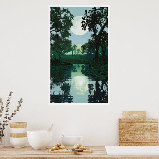 Moon en water 2 poster (Keuken)