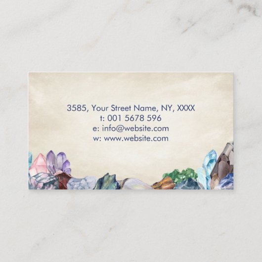 Moon en Waterverf Kristal Visitekaartje (Achterkant)