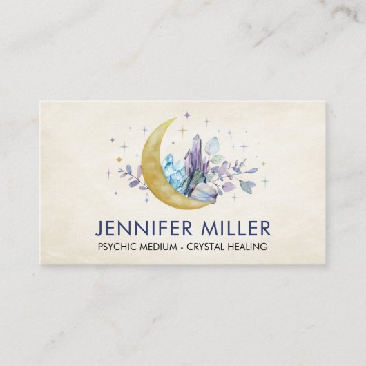 Moon en Waterverf Kristal Visitekaartje (Voorkant)