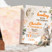 Moon en Wolf Howling Verjaardagsmeisje Kaart