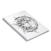 Moon en zon.  illustratie tattoo stijl notitieboek (Rechterzijde)