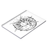 Moon en zon.  illustratie tattoo stijl notitieboek (Linkerzijde)