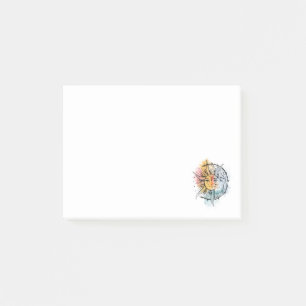 Moon en zon. illustratie tattoo stijl post-it® notes