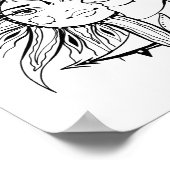 Moon en zon.  illustratie tattoo stijl poster (Hoek)