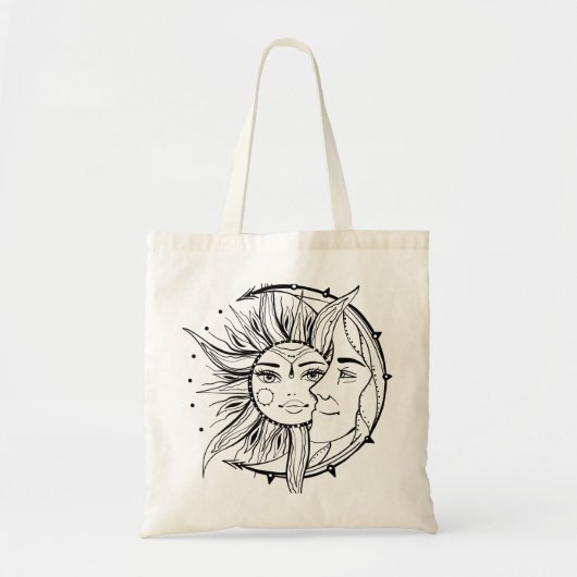 Moon en zon.  illustratie tattoo stijl tote bag (Voorkant)