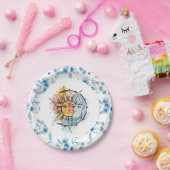 Moon en zon.  stijlillustratie. Blauw Papieren Bordje (Feest)