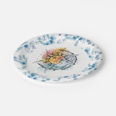 Moon en zon.  stijlillustratie. Blauw Papieren Bordje (Gekanteld)