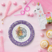 Moon en zon. stijlillustratie. Violet Papieren Bordje (Feest)