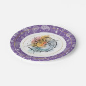 Moon en zon. stijlillustratie. Violet Papieren Bordje (Gekanteld)