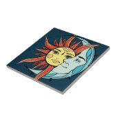 Moon en zon.  tattoo illustratie tegeltje (Zijkant)