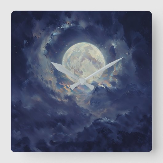 Moon - Ethereal Art Design Vierkante Klok (Voorkant)