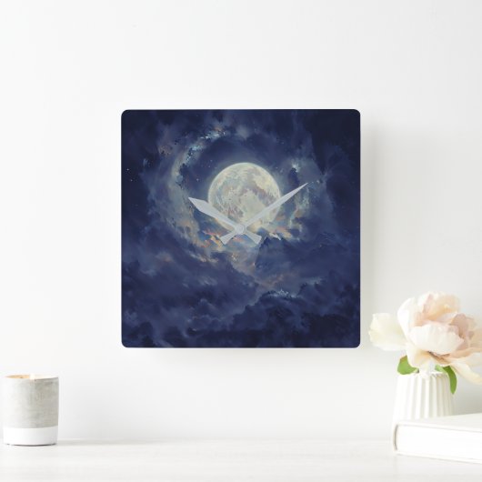 Moon - Ethereal Art Design Vierkante Klok (Huis)