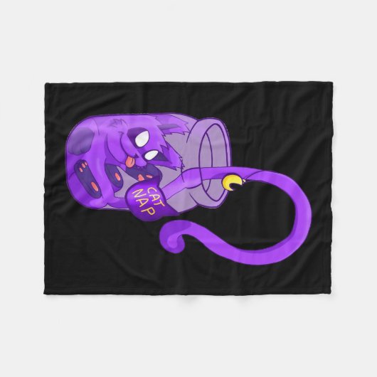 Moon Face Cat Nap - Schattigee kat Fleece Deken (Voorkant (Horizontaal))