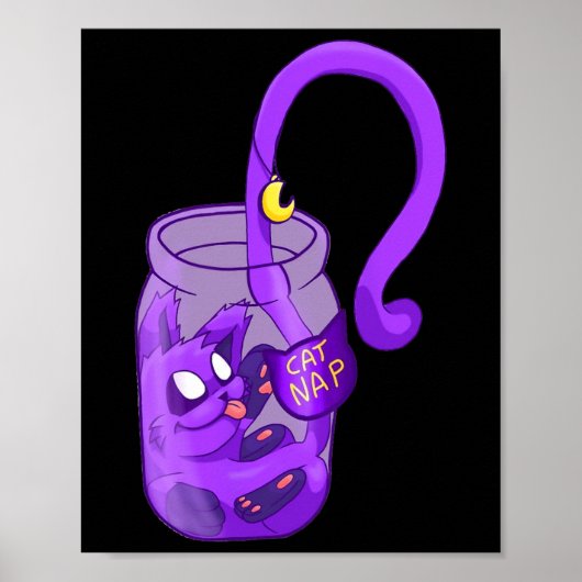 Moon Face Cat Nap - Schattigee kat Poster (Voorkant)